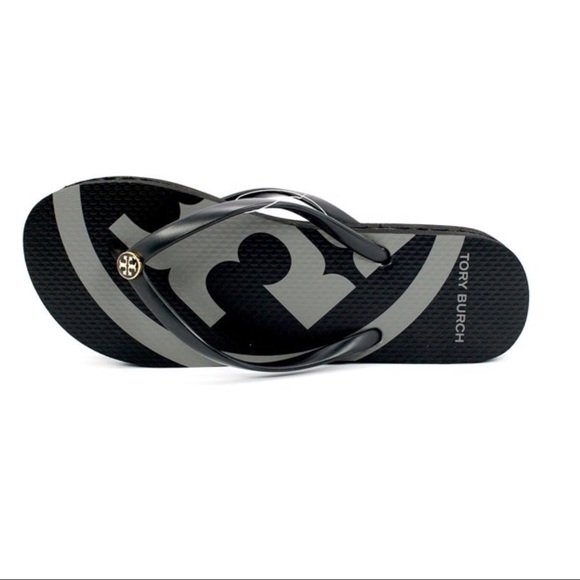 TORY BURCH Emory Flip Flops BLACK/GRAY - Picture 3 of 4